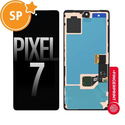 OLED Screen Digitizer with Bezel Frame and Fingerprint Sensor for Google Pixel 7 (GVU6C, GQML3) G949-00322-01 (Service Pack)-Black