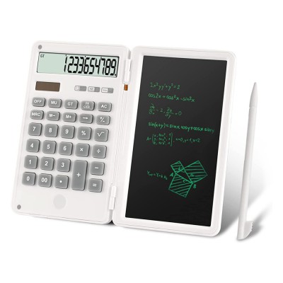 Battery and Solar Calculator with Note Pad-White