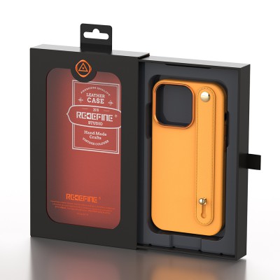 REDEFINE Metal Camera Lens PU Leather Case Cove with Hand Belt for iPhone 14 Plus