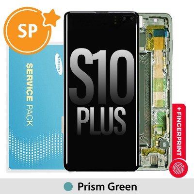 Samsung Galaxy S10 Plus G975F OLED Screen Replacement with Frame GH82-18849E / 18834E / 18857E (Service Pack)-Prism Green