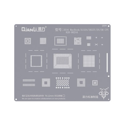 QianLi Bumblebee BGA Reballing Stencil (QS94) for 2016 MacBook / A1534 / SR2ZY / EN / EM CPU 820-00244