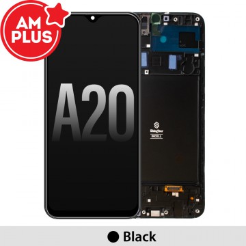 Samsung Galaxy A20 A205F AMPLUS LCD Screen Replacement Digitizer with Frame-Black (No Fingerprint Function)