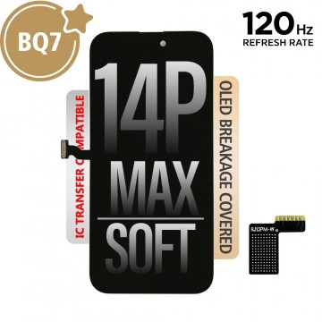 BQ7 Soft OLED Assembly for iPhone 14 Pro Max Screen Replacement (120HZ, Compatible for IC chip transfer)