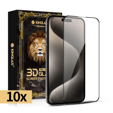 iPhone 15 Plus /16 Plus Kinglas 10 Packs Full Coverage Tempered Glass Screen Protector 