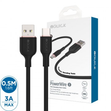 iQuick PowerWire 1 Series TPE Charging Data Cable USB to Type-C 0.5m (Support Huawei 66W Super Charge)