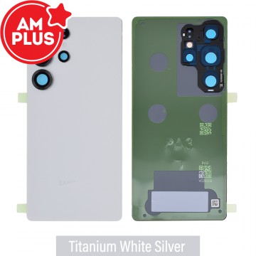 AMPLUS Rear Cover Glass for Samsung Galaxy S25 Ultra S938B-Titanium White Silver