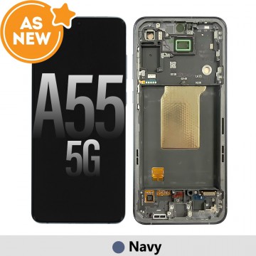 AS NEW-Samsung Galaxy A55 5G A556B OLED Screen Replacement Digitizer with Frame GH82-34305A -Navy (SERVICE PACK SCREEN AND SERVICE PACK FRAME ASSEMBLED)