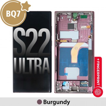 Samsung Galaxy S22 Ultra 5G S908B BQ7 OLED Screen Replacement with Frame -Burgundy (1:1 screen size. as the same as original screen)