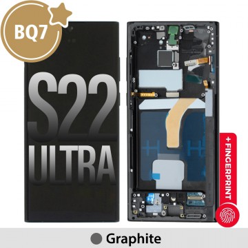 Samsung Galaxy S22 Ultra 5G S908B BQ7 OLED Screen Replacement with Frame-Graphite (1:1 screen size. as the same as original screen)