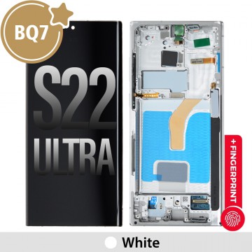 Samsung Galaxy S22 Ultra 5G G908B BQ7 OLED Screen Replacement Digitizer with Frame-White(1:1 screen size. as the same as original screen)