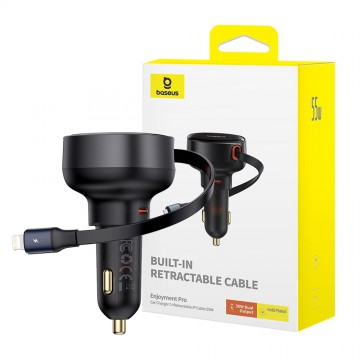Baseus Enjoyment Pro Car Charger C+Retractable iP Cable 55W Cluster