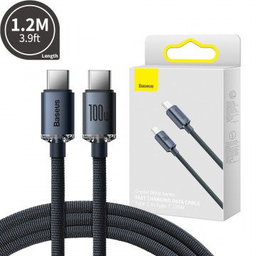 CW-FXP Baseus Crystal Shine Series Fast Charging Data Cable Type-C to Type-C 100W 1.2m-Black Compatible for iPhone 15 / 16 / 17 Series