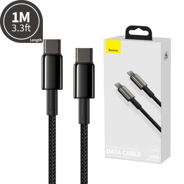 Baseus Tungsten Gold Fast Charging Data Cable Type-C to Type-C 100W 1M for iPhone 15 / 16 / 17 Series