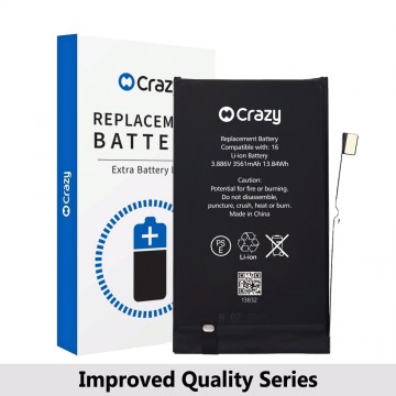 Crazy Improved Quality-iPhone 16 Replacement Battery with Adhesive Strips 3561mAh (TI CHIP: 27546) (Cheapest Price)