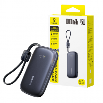 Baseus EnerFill FC21 Qpow 3 Ultra Digital Display Power Bank With Detachable Cable 10,000mAh 45W 