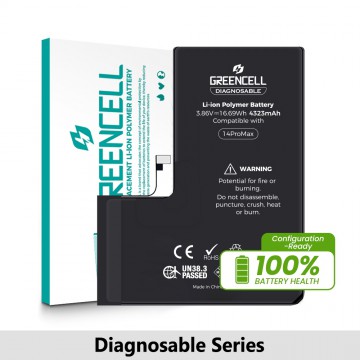 Greencell Diagnosable iPhone 14 Pro Max Replacement Battery with Adhesive Strips 4323mAh (Configuration Ready)