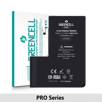 Greencell PRO Series- iPhone 12 Pro Max Replacement Battery with Adhesive Strips 3687mAh (TI chip -27546-A3 IC & Original Cell)