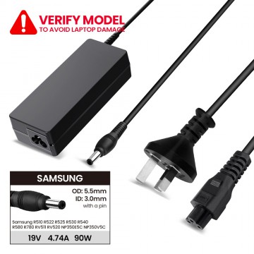 Laptop Power Adapter SG901905530 For Samsung R510 R522 R525 R530 R540 R580 R780 RV511 RV520 NP350E5C NP350V5C (With Pin Inside)