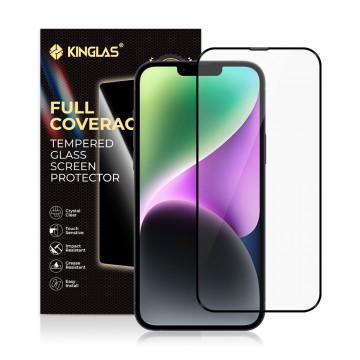 iPhone 15 / 16 Kinglas 2.5D Full Coverage Silk Printing Black Edge Tempered Glass Screen Protector