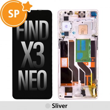 OLED Screen Digitizer Replacement with Frame for OPPO Find X3 Neo 4906178 (Service Pack)-Silver