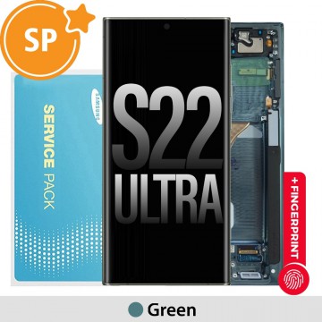 Samsung Galaxy S22 Ultra 5G S908B OLED Screen Replacement with Frame GH82-27488D/27489D (Service Pack)-Green