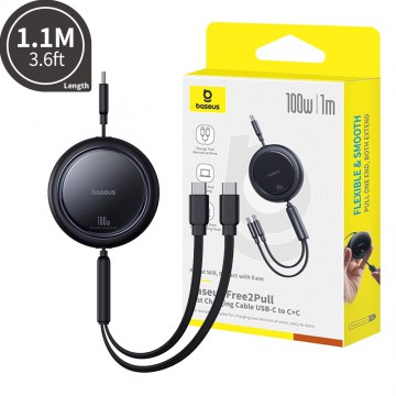 Baseus Bright Mirror Series One-for-two Fast Charging Data Cable Type-C to C+C 100W 1m for 15 / 16 / 17 Series -Cluster