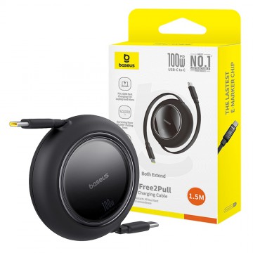 Baseus Free2Pull Mini Retractable Charging Cable USB-C to USB-C 100W 1.5M for 15 / 16 / 17 Series