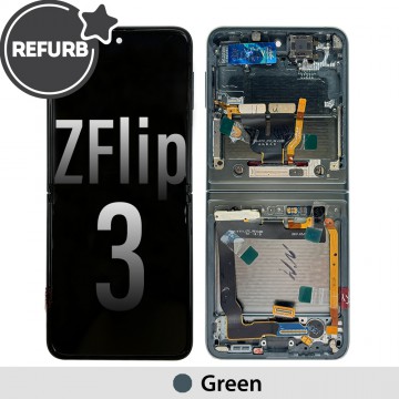 REFURB OLED Screen Digitizer Replacement with Frame for Samsung Galaxy Z Flip 3 5G F711B-Green
