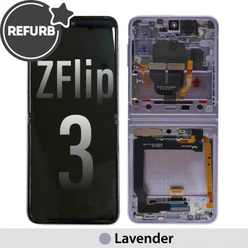REFURB OLED Screen Digitizer Replacement with Frame for Samsung Galaxy Z Flip 3 5G F711B-Lavender