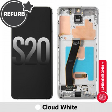REFURB OLED Screen Replacement with Frame for Samsung Galaxy S20 G980F-Cloud White
