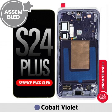 ASSEMBLED OLED Screen Replacement with Frame for Samsung Galaxy S24 Plus S926B-Cobalt Violet (SERVICE PACK SCREEN BUT REFURBISH FRAME ASSEMBLED BY CRAZY)