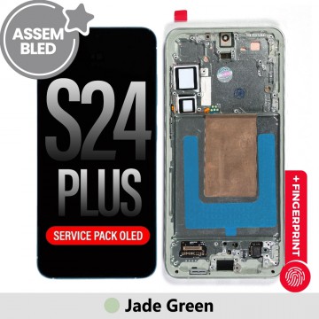 ASSEMBLED OLED Screen Replacement with Frame for Samsung Galaxy S24 Plus S926B -Jade Green (SERVICE PACK SCREEN BUT REFURBISH FRAME ASSEMBLED BY CRAZY)