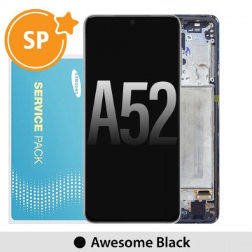 Samsung Galaxy A52 A525 / A526 / A52S 5G A528 OLED Screen Replacement with Frame GH82-25526A / GH82-25229A (Service Pack)-Awesome Black