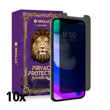Kinglas 10 Packs Privacy Tempered Glass Screen Protector For iPhone XS Max / 11 Pro Max