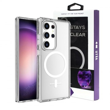 UTIA Shockproof Transparent Case Cover With Magnetic Ring for Samsung Galaxy S26 Ultra-Transparent