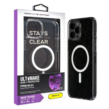Ultimake Shockproof Transparent Case Cover With Magnetic Ring for iPhone 13 Pro Max-Transparent